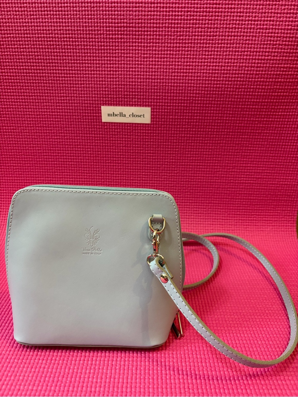 Vera Pelle Sky Blue Leather Crossbody Bag